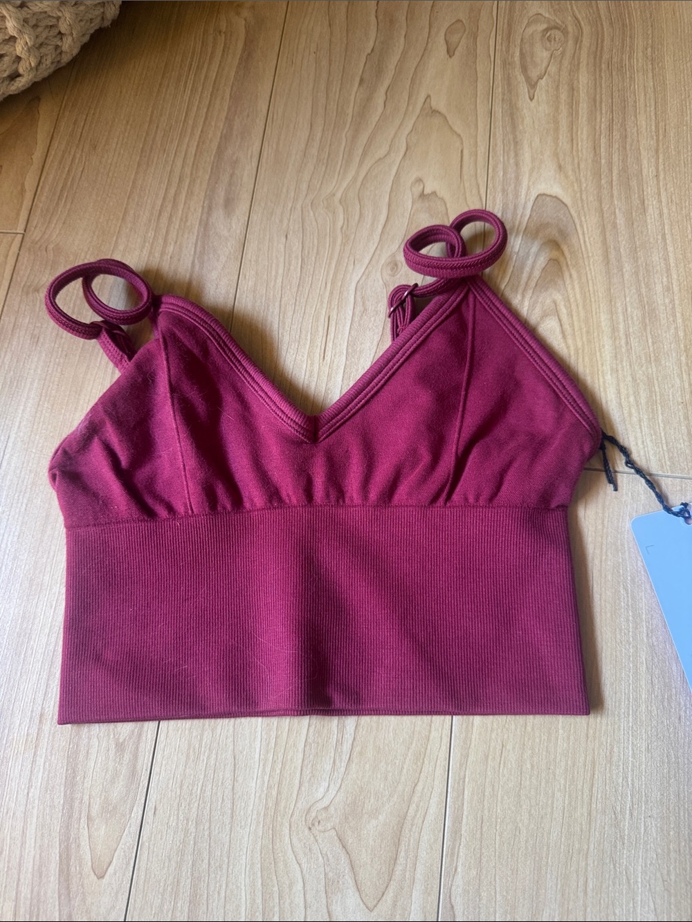 ALO Yoga Red V‑Neck Bralette Crop Top